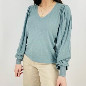 NATION LTD BLUE PUFF SLEEVE TOP